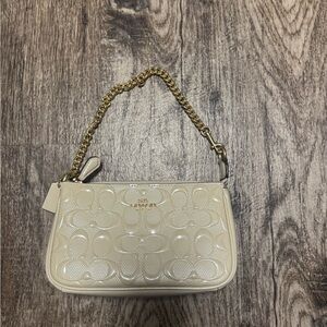 Coach White Embossed Leather Bag